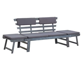 2 az 1-ben kerti pad 190 cm-es szrke tmr akcfa