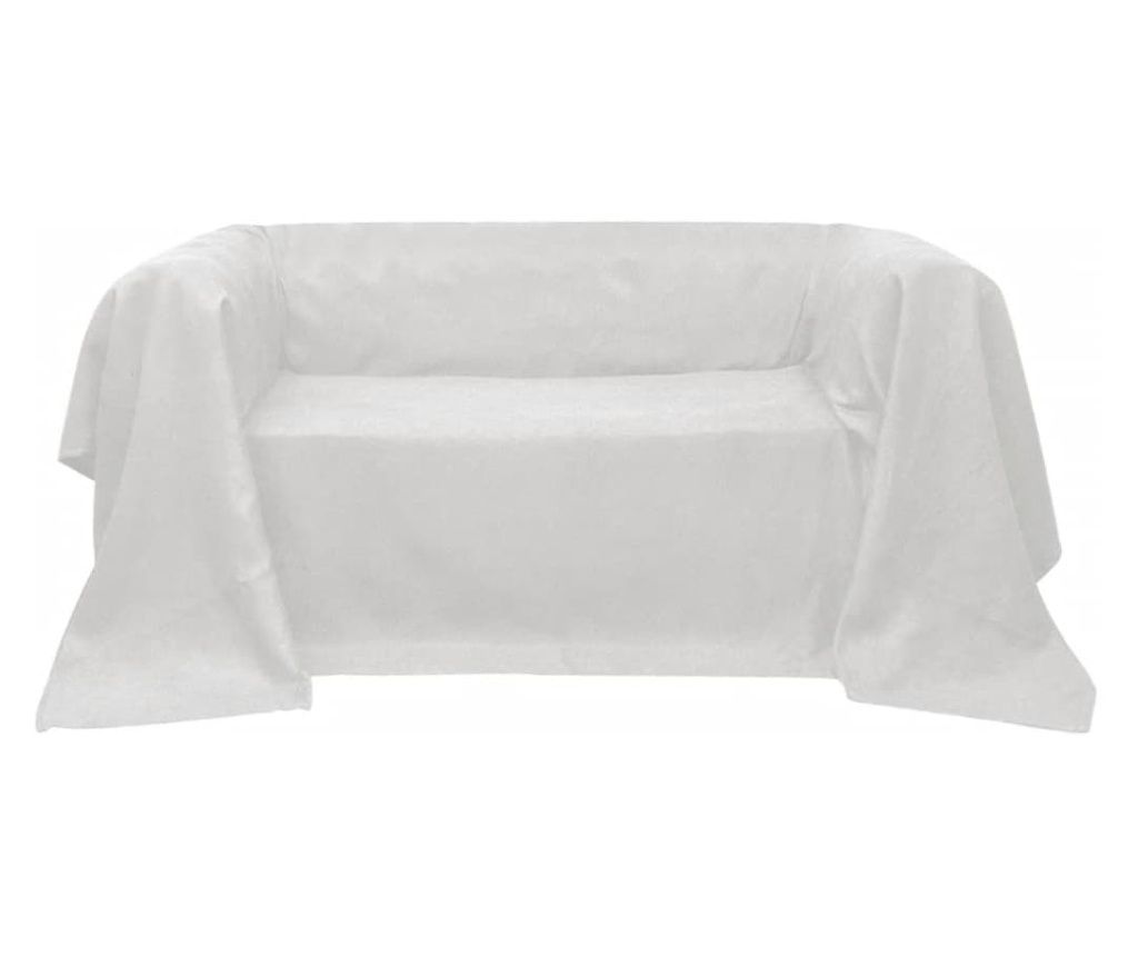 Husă din velur microfibră pentru canapea, 210 x 280 cm, crem