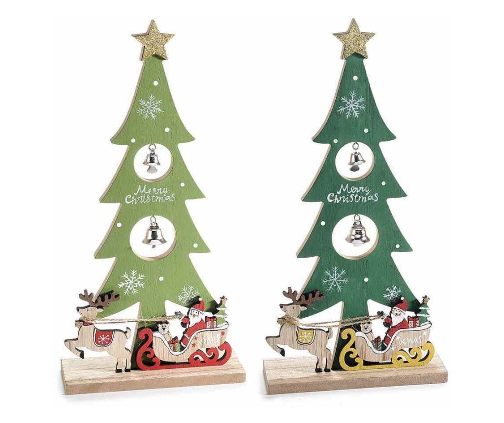 Σετ 2 Ξύλινα Χριστουγεννιάτικα Δέντρα 15x5x30 εκ.