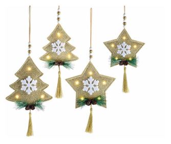 Set 4 ornamente brad Craciun leduri 15x16.5 cm, 12.5x13.5 cm