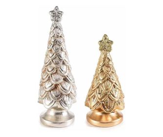 2 darabos arany kerámia karácsonyfa szett 9x27 cm, 9x21 cm