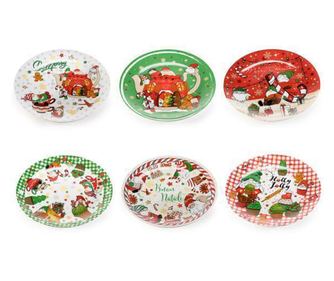 6 db Gnomi porcelán tányér készlet 20 cm
