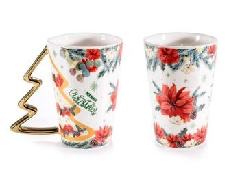 2 db karácsonyi porcelán bögre készlet 8,5x12,5 cm, 420 ml