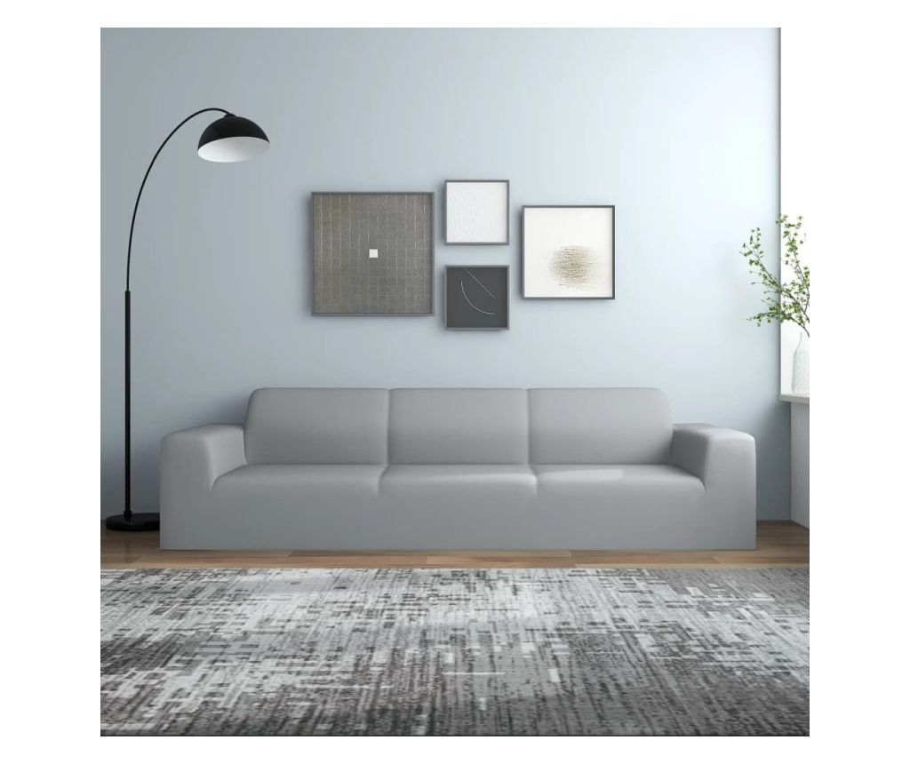 Elastična navlaka za trosjed od poliesterskog jerseya sive boje