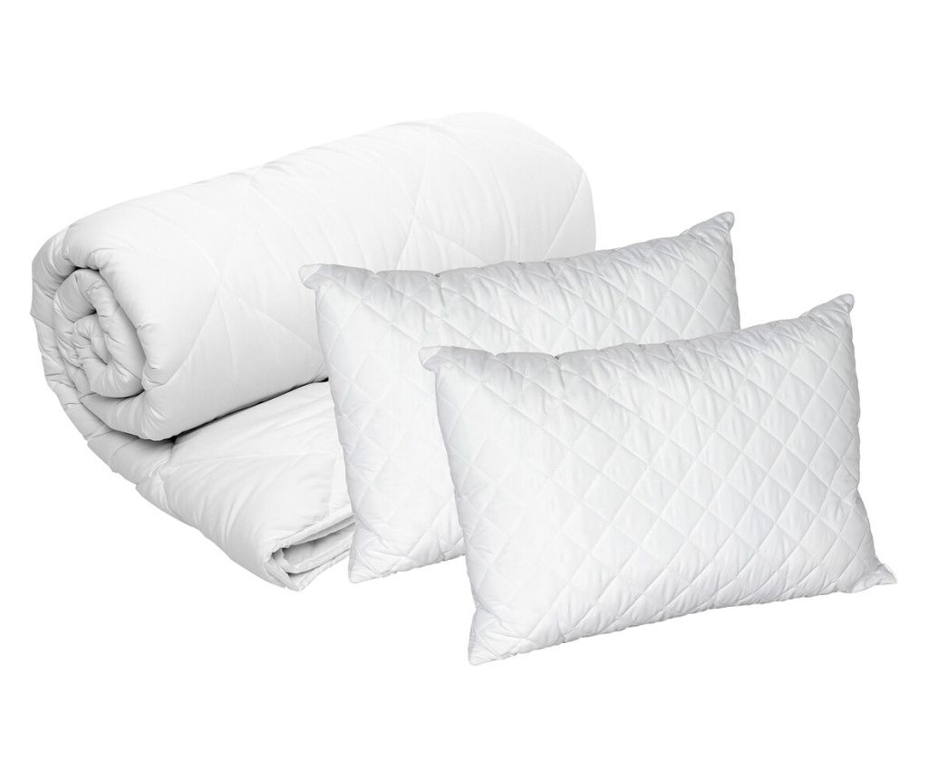 Set Blanche, 2 perne microfibra 50x70 cm si pilota matlasata 350g/mp, 180x200 cm