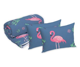 Set Alcam 2 perne microfibra 50x70 cm si pilota matlasata 180x200 cm, Pink Flamingo