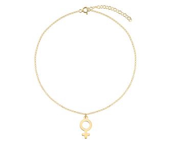 Bratara de picior din argint placat cu aur, simbol Venus, 22-27 cm