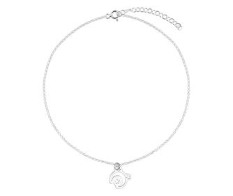 Bratara de picior din argint, charm semiluna si stelute decupate, 22-27 cm