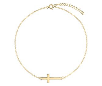 Bratara din argint placat cu aur, cruce, 22-27 cm