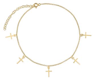Bratara de picior din argint placat cu aur, cruciulite, 22-27 cm