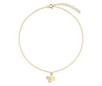Bratara din argint placat cu aur, cu fluture, 15 - 19 cm