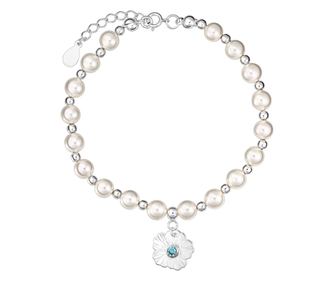 Bratara din perle, argint si aquamarin, Blooming Lolit