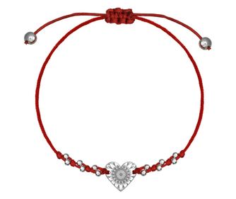 Bratara snur Mandala Hearts, cu margele, argint 925