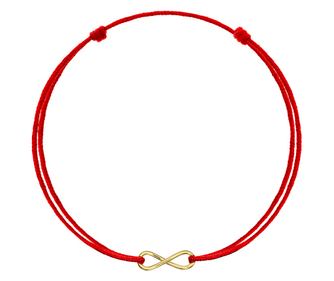 Bratara snur rosu pentru bebelusi sau copii, infinit mic din argint 925 placat cu aur de 18K