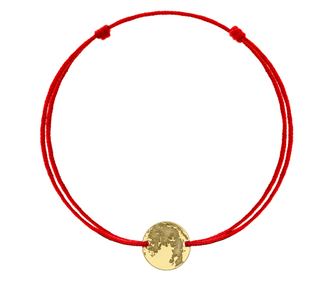 Bratara snur rosu si argint 925 placat cu aur de 18K, Full Moon Lolit