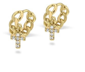 Cercei Chunky Cross Hoops, placati cu aur galben