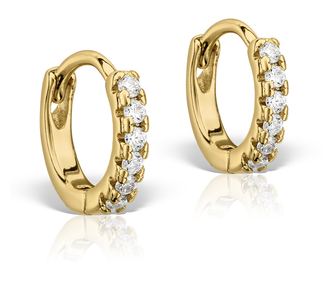 Cercei Sparkly Gold Hoops, mini, placati cu aur galben