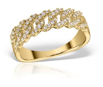 Inel Cuban Linked Ring placat cu aur galben, zirconiu, marime 62