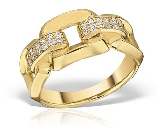 Inel Cuban Statement Ring placat cu aur galben, zirconiu, marime 62