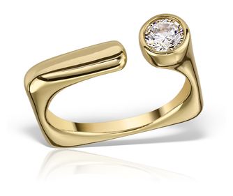 Inel Ice Cube placat cu aur galben, marime 55