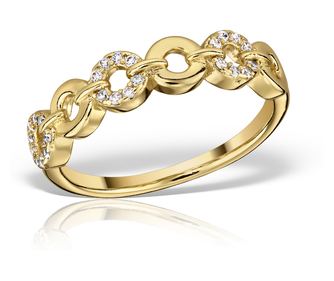 Inel Linked Circles placat cu aur galben, zirconiu, marime 55