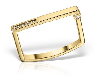 Inel Simple Lines placat cu aur galben, marime 57