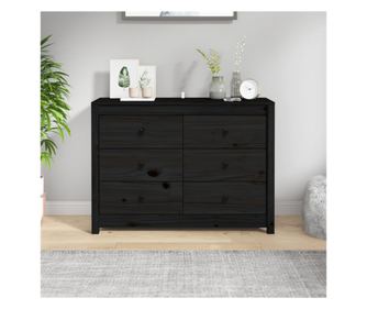 Dulap lateral, negru, 100x40x72 cm, lemn masiv de pin
