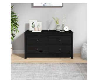 Dulap lateral, negru, 100x40x54 cm, lemn masiv de pin