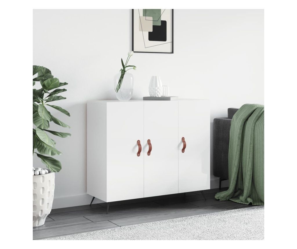 Komd, fehr magasfny, 90x34x80 cm, laminlt fa