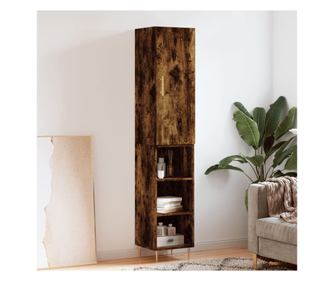 Visoka omara, dimljen hrast, 34,5x34x180 cm, iverna plošča