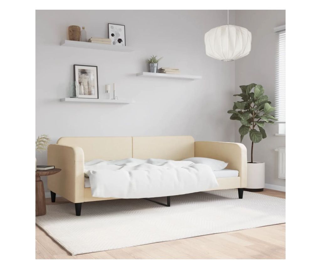 Krevetni okvir, krem, 100 x 200 cm, tekstilni materijal