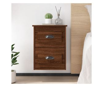 Falra szerelhető éjjeliszekrény, 2 db, barna tölgy, 41,5x36x53 cm