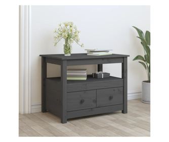 Măsuță de cafea, gri, 71x49x55 cm, lemn masiv de pin