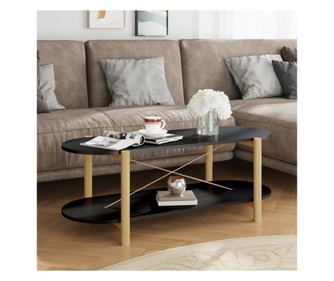 Τραπεζάκι σαλονιού, Μαύρο, 110x48x40 εκ., Σύνθετο ξύλο