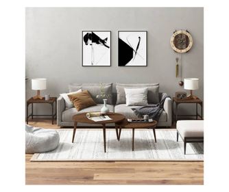 Πλαϊνό τραπέζι, 2 τεμ. Καφέ δρυς 40x40x35 εκ. Μηχανική ξυλεία