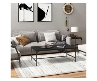 Τραπεζάκι σαλονιού, μαύρο, 100x50x35 εκ., ξύλο μηχανικής κατεργασίας