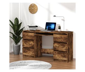 Ured, dimljeni hrast, 140x50x77 cm, obrađeno drvo