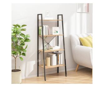 4 polcos polc, vilgosbarna/fekete, 56x35x140 cm