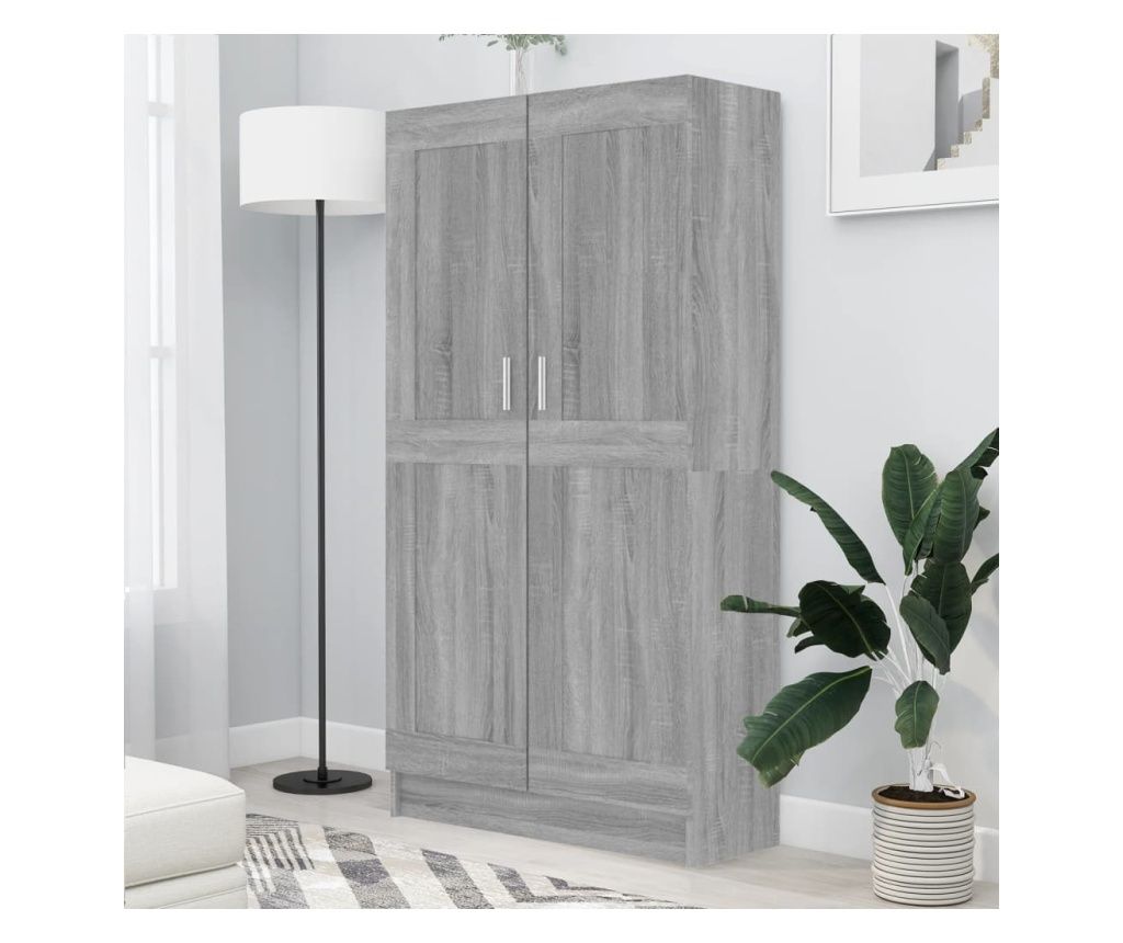 Bibliotecă, gri sonoma, 82,5x30,5x150 cm, lemn prelucrat