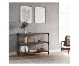 Tölgy füstszínű könyvespolc 100x33x70,5 cm megmunkált fa és acél