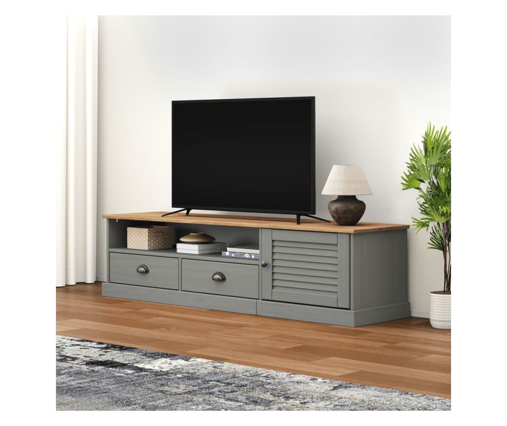 VIGO TV-szekrny, szrke, 156x40x40 cm, tmr fenyfa