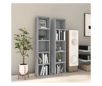 Omara za CD-je 2 kosa siva sonoma 21x16x93,5 cm obdelano leso
