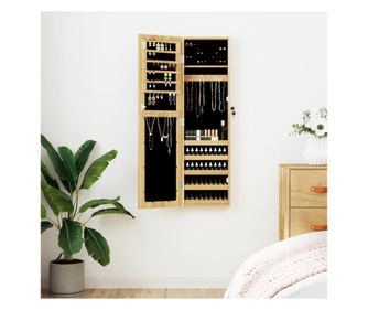 Стенен огледален шкаф за бижута 30х8,5х106 см