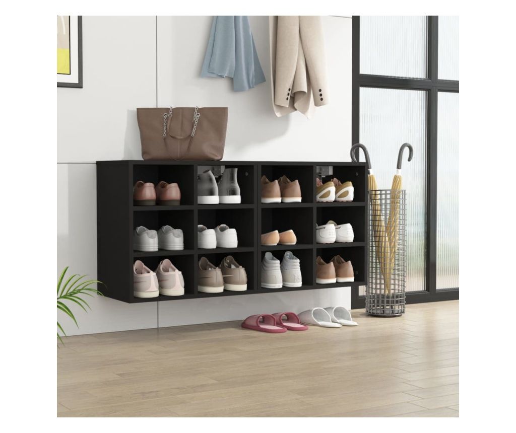 Shoe Cabinet, Black, 52.5x30x50 cm