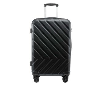 Troler voiaj, 4 roti duble 360 grade, ABS, inchidere cifru, Negru, 42x27x68cm