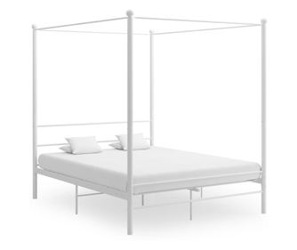 Rám postele s baldachýnem, bílý, 160x200 cm, kov