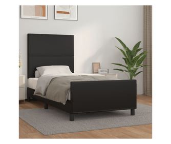 Рамка за легло с табла, черна, 90x190 см, еко кожа