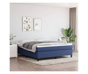 Pat continental cu saltea, albastru, 160x200cm, material textil
