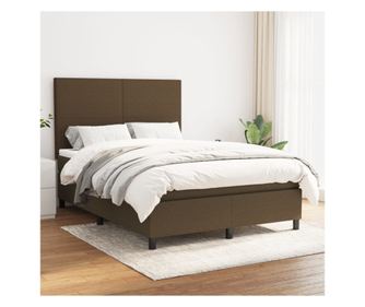 Континентално легло с матрак, тъмнокафяво, 140x200 см, текстил