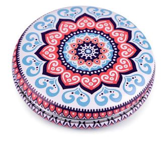 Oglinda poseta dubla din piele ecologica Crisalida, Mandala 7 cm, Albastru